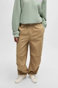 HUGO BOSS Baggy-fit Parachute Trousers In Cotton Canvas | Women Pants