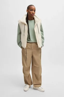 HUGO BOSS Baggy-fit Parachute Trousers In Cotton Canvas | Women Pants