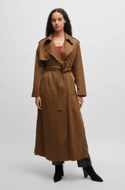 HUGO BOSS Belted Trench Coat With Hardware Trims | Women Pants | Jackets And Coats