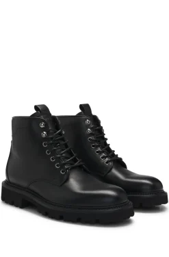 HUGO BOSS Burnished-leather Half Boots With Apron Toe | Boots