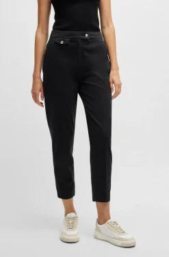 HUGO BOSS Casual Trousers In Stretch-cotton Satin | Women Pants