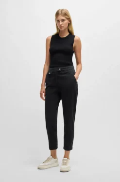 HUGO BOSS Casual Trousers In Stretch-cotton Satin | Women Pants