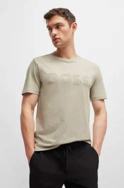 HUGO BOSS Cotton-jersey Regular-fit T-shirt With Logo Artwork | Big & Tall