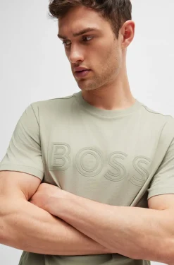 HUGO BOSS Cotton-jersey Regular-fit T-shirt With Logo Artwork | Big & Tall