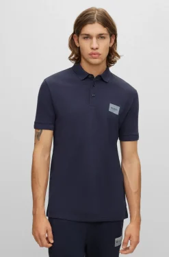 HUGO BOSS Cotton-piqué Polo Shirt With Metallic-effect Logo | Polo Shirts