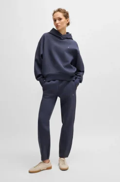 HUGO BOSS Cuffed Tracksuit Bottoms In Melange Cotton | Women Pants | Tracksuits