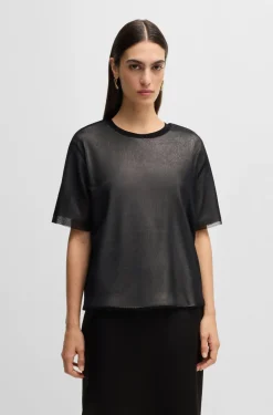 HUGO BOSS Double-layer Jersey Top With Sequin Embellishments | Women Tops