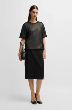 HUGO BOSS Double-layer Jersey Top With Sequin Embellishments | Women Tops