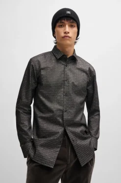 HUGO BOSS Extra-slim-fit Shirt In Logo-jacquard Cotton | Shirts