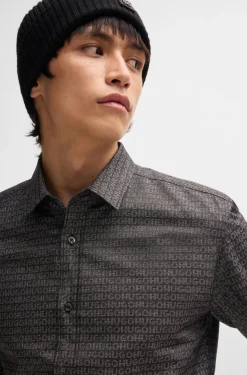 HUGO BOSS Extra-slim-fit Shirt In Logo-jacquard Cotton | Shirts