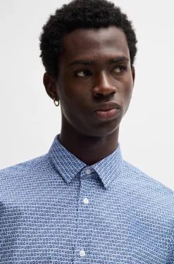 HUGO BOSS Extra-slim-fit Shirt In Printed Cotton Poplin | Shirts