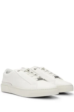 HUGO BOSS Gary Grained-leather Trainers With Logo Lace Loop | Sneakers