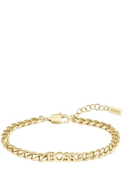 HUGO BOSS Gold-tone Chain Bracelet With Logo Lettering | Women Bags | Jewelry