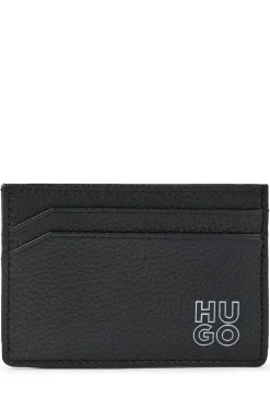 HUGO BOSS Grained-leather Card Holder With Stacked Logo | Wallets And Key Rings