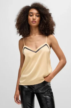 HUGO BOSS Hammered-satin Camisole With Lace Insert | Women Blouses