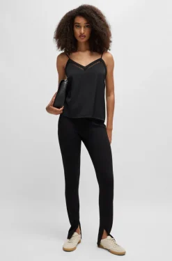 HUGO BOSS Hammered-satin Camisole With Lace Insert | Women Blouses