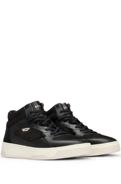 HUGO BOSS High-top Trainers In Mixed Leathers | Sneakers