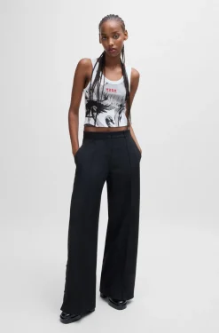 HUGO BOSS HUGO X Les Benjamins Vest In Stretch Cotton With Swan Print | Women Tops