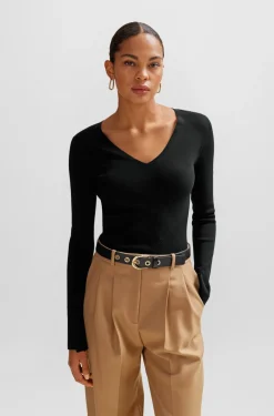HUGO BOSS Knitted Sweater With A Ribbed Structure | Women Tops | Sweaters And Cardigans