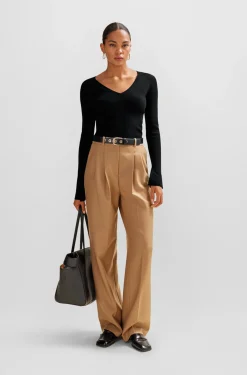 HUGO BOSS Knitted Sweater With A Ribbed Structure | Women Tops | Sweaters And Cardigans