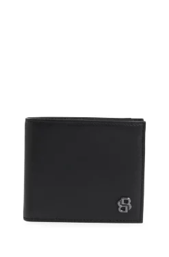 HUGO BOSS Leather Card Holder With Double B Monogram | Wallets And Key Rings