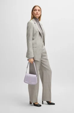 HUGO BOSS Leather Saddle Bag With Signature Hardware And Monogram | Women Bags