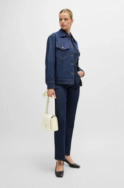 HUGO BOSS Leather Saddle Bag With Signature Hardware And Monogram | Women Bags