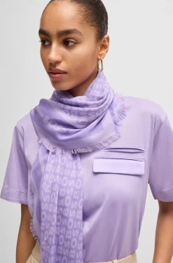 HUGO BOSS Logo-print Scarf In Modal And Silk | Women Scarves