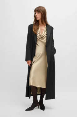 HUGO BOSS Long-length Tuxedo-style Coat In Stretch Fabric | Women Jackets And Coats