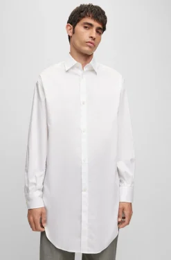 HUGO BOSS Longline Regular-fit Shirt In Easy-iron Cotton Poplin | Shirts
