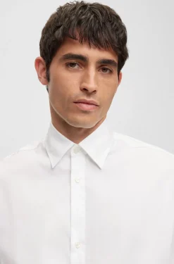 HUGO BOSS Longline Regular-fit Shirt In Easy-iron Cotton Poplin | Shirts