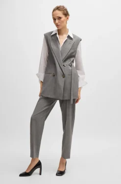 HUGO BOSS Long-sleeved Blouse In Pinstripe Cotton | Women Blouses