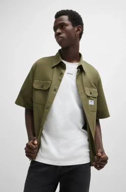 HUGO BOSS Loose-fit Shirt In Cotton Twill With Logo Patch | Shirts