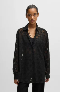 HUGO BOSS Oversize-fit Blouse With Polka-dot Pattern | Women Blouses
