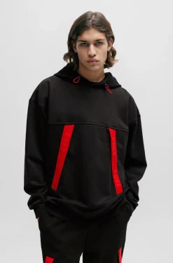 HUGO BOSS Oversize-fit Hoodie With Red Logo Tape | Sweatshirts And Jogging Pants