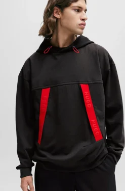 HUGO BOSS Oversize-fit Hoodie With Red Logo Tape | Sweatshirts And Jogging Pants
