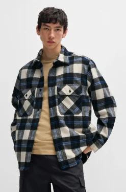 HUGO BOSS Oversize-fit Shirt In Checked Brushed Fabric | Shirts