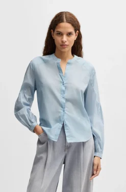 HUGO BOSS Regular-fit Blouse In Cotton Voile With Wide Sleeves | Women Blouses