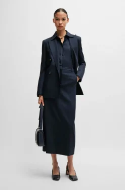 HUGO BOSS Regular-fit Blouse In Denim-effect Twill | Women Blouses