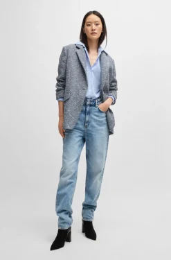 HUGO BOSS Regular-fit Blouse In Striped Cotton Poplin | Women Blouses