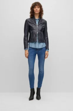 HUGO BOSS Regular-fit Blouse With Denim-effect Print | Women Blouses