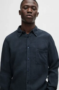 HUGO BOSS Regular-fit Shirt In Linen Canvas With Barrel Cuffs | Shirts