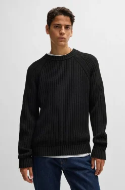 HUGO BOSS Regular-fit Sweater In Ribbed Cotton | Sweaters And Cardigans