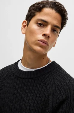 HUGO BOSS Regular-fit Sweater In Ribbed Cotton | Sweaters And Cardigans