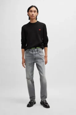 HUGO BOSS Tapered-fit Regular-rise Jeans In Gray Denim | Pants