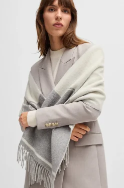 HUGO BOSS Wool Scarf With Double B Monogram | Women Scarves